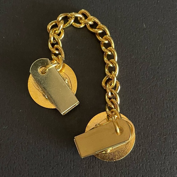 Vintage Good Sams Washington Cardigan Sweater Clips with Chain c 1970s - Picture 2 of 4